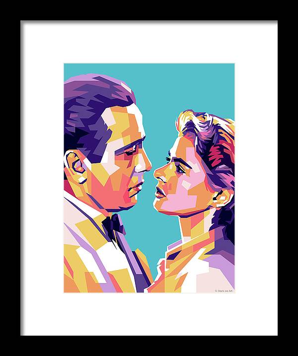  Humphrey Framed Print featuring the digital art Humphrey Bogart and Ingrid Bergman by Stars on Art