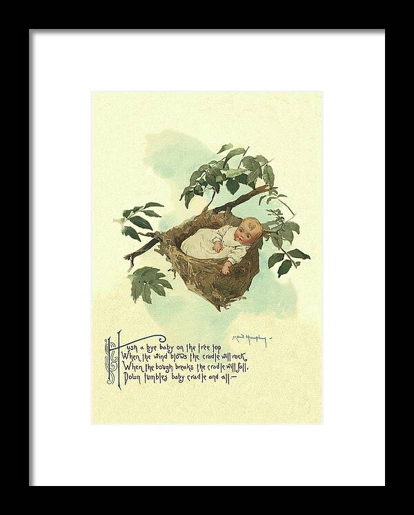 Mother Goose Framed Print featuring the painting Hush A Bye Baby by Maud Humphrey