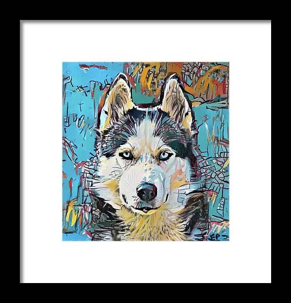 Animal Framed Print featuring the painting Husky BSQ by Jann Paxton