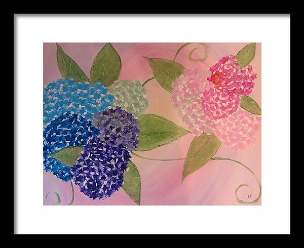 Hydrangea Framed Print featuring the painting Hydrangea Boquets by April Clay
