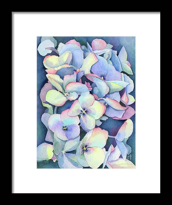 Face Mask Framed Print featuring the painting Hydrangea Study by Lois Blasberg