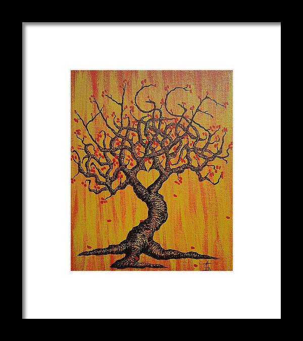 Hygge Framed Print featuring the drawing Hygge Love Tree by Aaron Bombalicki