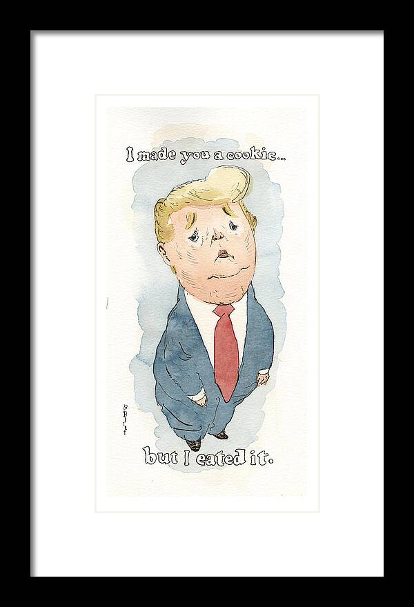 Captionless Framed Print featuring the painting Trump Crying Cat Memes #1 by Barry Blitt