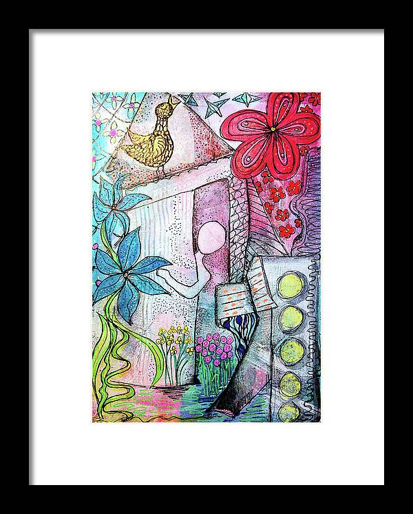 Spring Framed Print featuring the mixed media I Opened the Curtain and there was Spring by Mimulux Patricia No