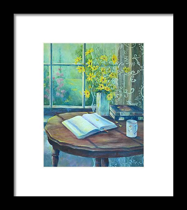Bible Framed Print featuring the painting I Start My Day by ML McCormick
