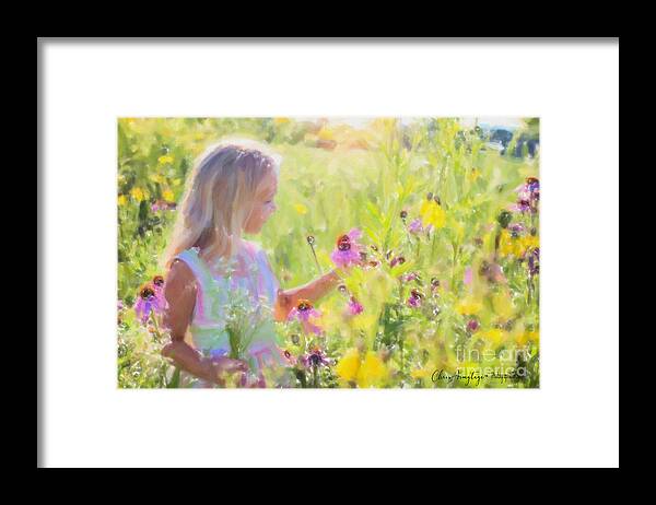 Sunshine Framed Print featuring the painting I would pick more daisies ... by Chris Armytage