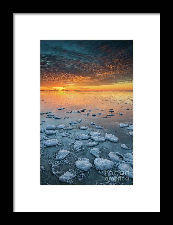 Huron Pointe Framed Print featuring the photograph Ice at sunrise WI8709 by Mark Graf