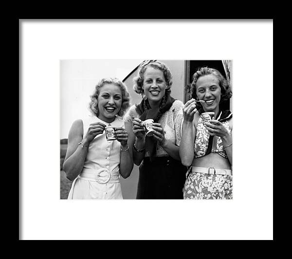 Buckinghamshire Framed Print featuring the photograph Ice-cream Girls by Fox Photos