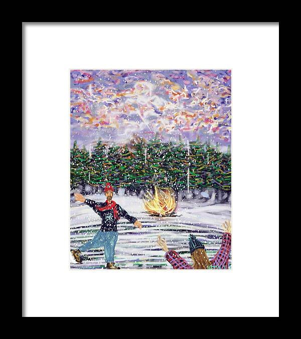Ice Skating Framed Print featuring the digital art Ice Skating by Angela Weddle