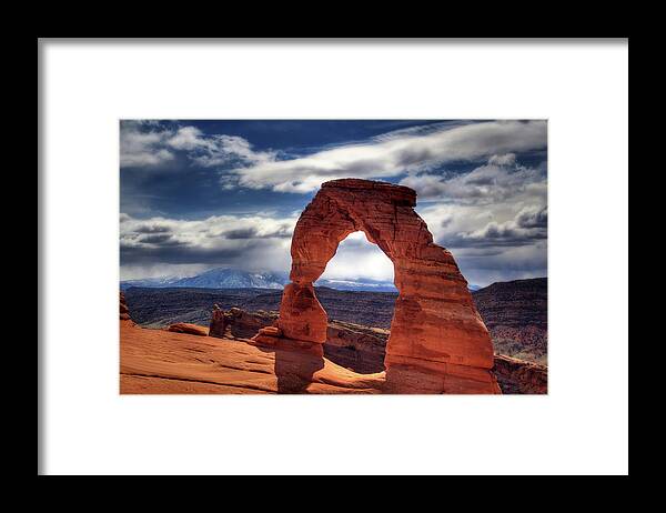 Arch Sandstone Delicate Arch Ut Utah Arches National Park Rock Bridge Desert Southwest Framed Print featuring the photograph Iconic Delicate Arch of Utah Arches National Park by Peter Herman