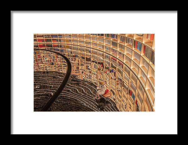 Upsidedown Framed Print featuring the photograph Illusion In Bookstore by Mei Xu