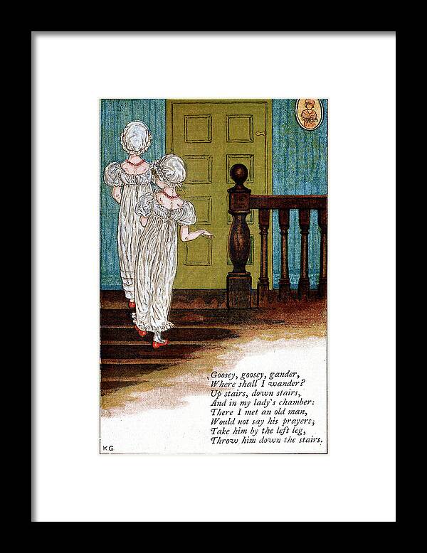 Nightdress Framed Print featuring the drawing Illustration For Goosey, Goosey Gander by Print Collector