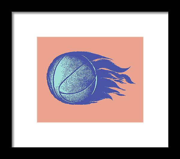 Ball Framed Print featuring the drawing Illustration of flying basketball by CSA Images
