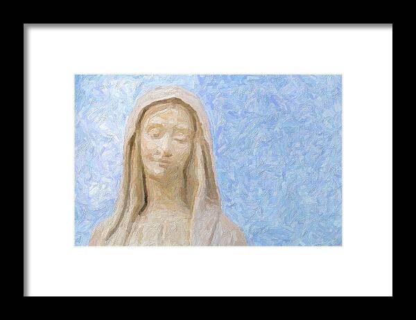 Christ Framed Print featuring the photograph illustration of Our Lady of Medjugorje by Vivida Photo PC