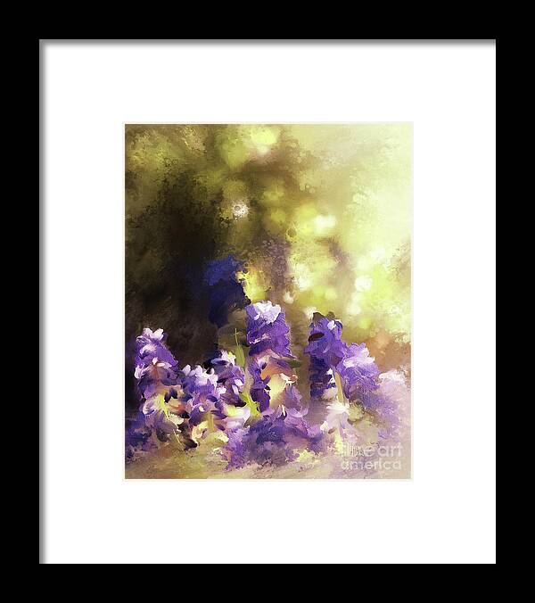Muscari Framed Print featuring the digital art Impressions of Muscari by Lois Bryan