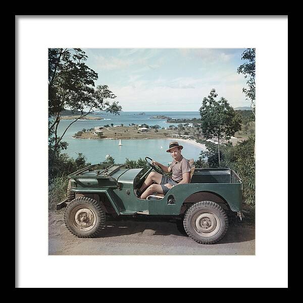 People Framed Print featuring the photograph In A Jeep by Slim Aarons