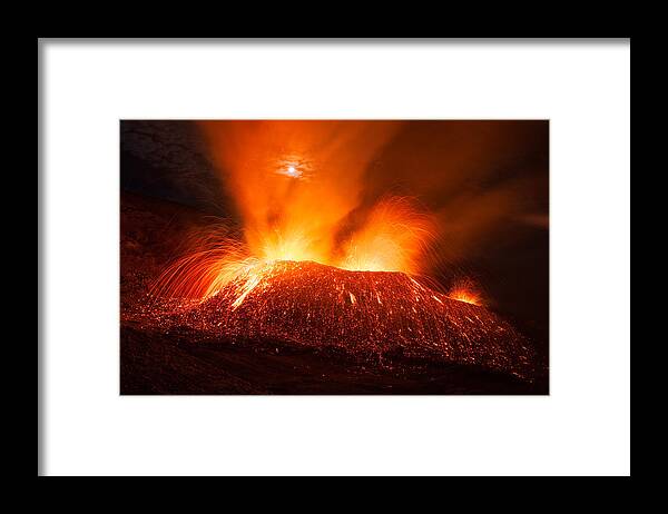 Volcano Framed Print featuring the photograph In Full Activity. by Barathieu Gabriel