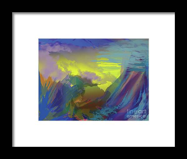 Landscape Framed Print featuring the digital art In the Beginning by Jacqueline Shuler