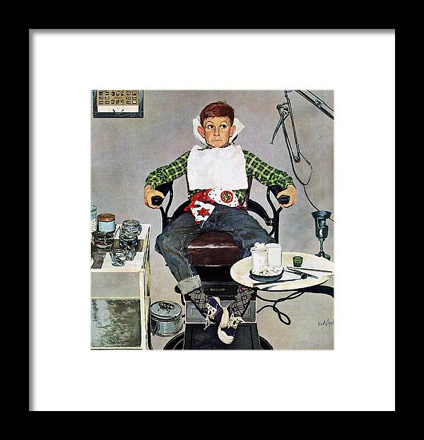 Chairs Framed Print featuring the drawing In The Dentist's Chair by Kurt Ard