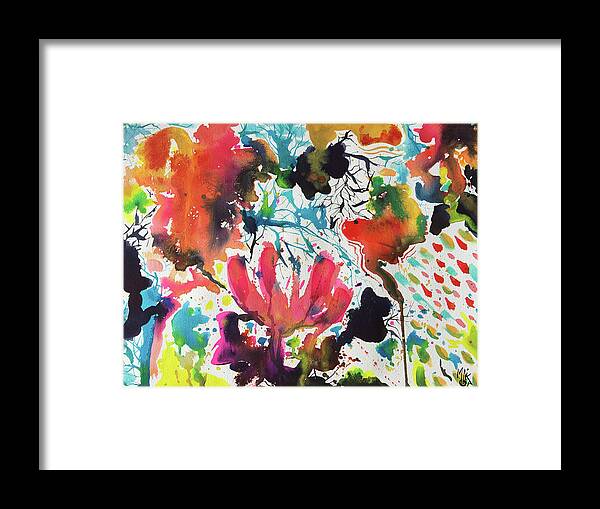 Abstract Framed Print featuring the painting In the Field by Monika Arturi