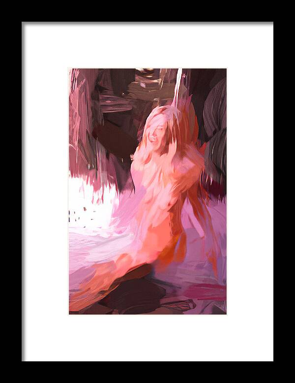 Nude Framed Print featuring the digital art In the water abstract by Cathy Anderson