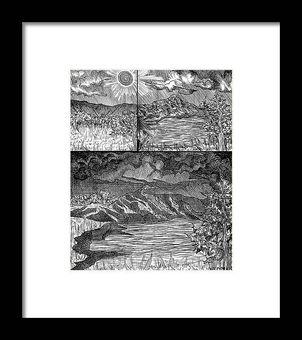 Digital Pen And Ink Framed Print featuring the digital art Incoming Storm by Angela Weddle
