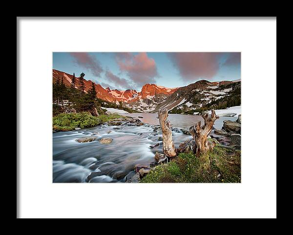 Alpenglow Framed Print featuring the photograph Indian Peaks Wilderness Lake Isabelle by Kjschoen