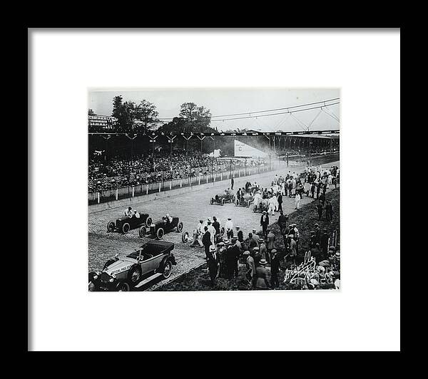 Crowd Of People Framed Print featuring the photograph Indianapolis Speedway Race by Bettmann