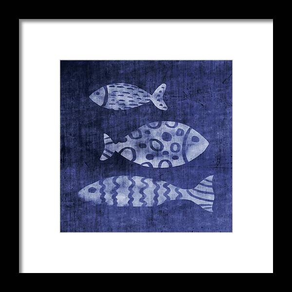 Fish Framed Print featuring the mixed media Indigo Fish- Art by Linda Woods by Linda Woods