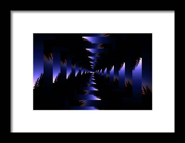 Tree Framed Print featuring the digital art Infinity Tunnel Tree Silhouette Sunrise by Pelo Blanco Photo