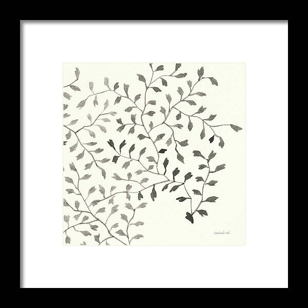 Black Framed Print featuring the painting Ink Leaf IIi by Danhui Nai