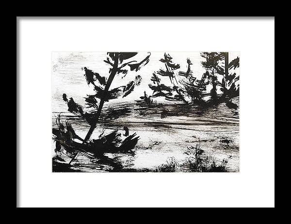 India Ink Framed Print featuring the painting Ink Prochade 3 by Petra Burgmann