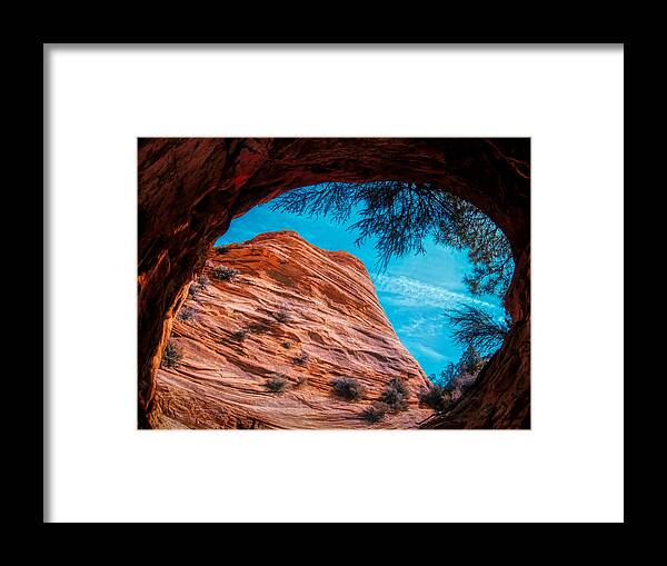 Mountains Framed Print featuring the photograph Inside A Cave Of Zion National Park by Anchor Lee