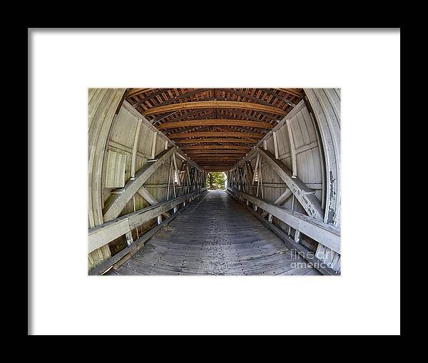 Covered Framed Print featuring the photograph Inside Green Sergeant's Covered Bridge by Mark Miller