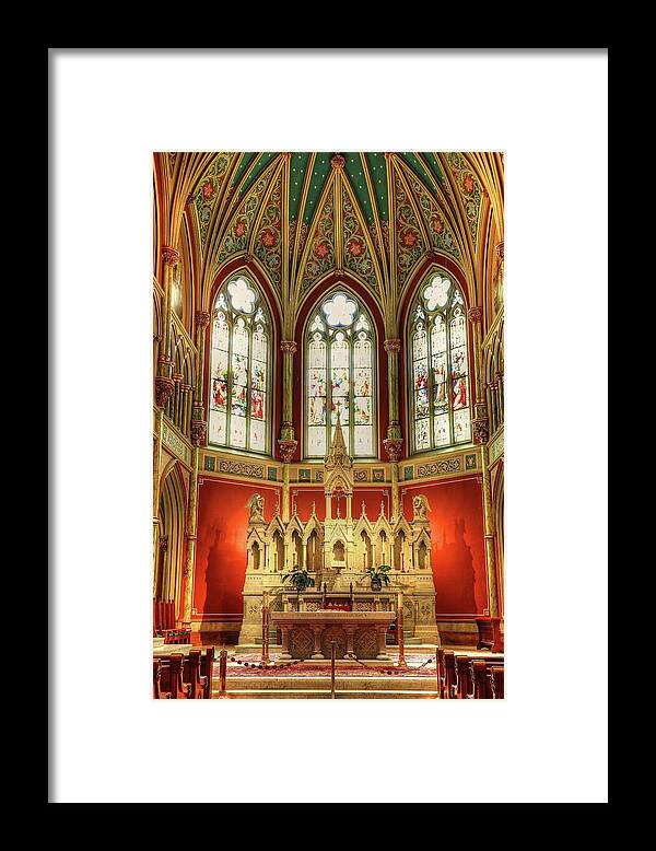 Cathedral St John The Baptist Church Framed Print featuring the photograph Inside The Cathedral Of St. John The Baptist by Carol Montoya