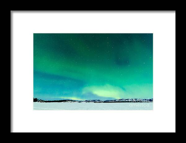 Celestial Framed Print featuring the photograph Intense Northern Lights Or Aurora by Pi-lens