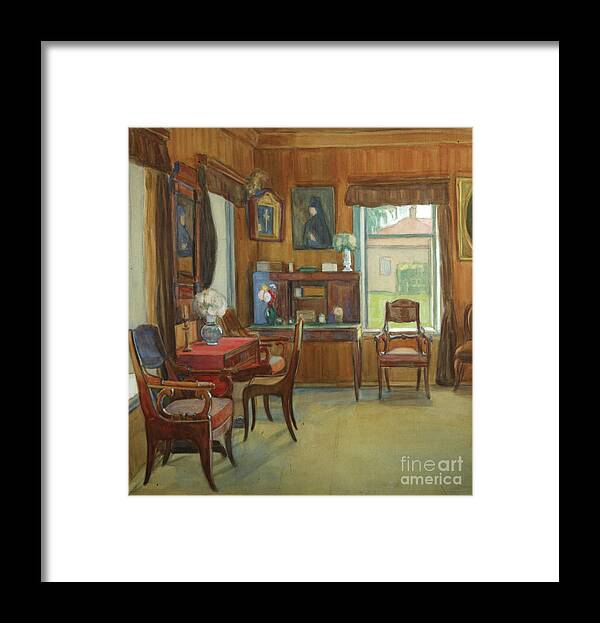 Living Room Framed Print featuring the drawing Interior In The House In Chegodayevo by Heritage Images