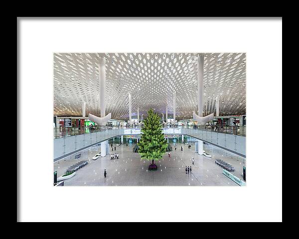 Ceiling Framed Print featuring the photograph Interior Of The New Shenzen Airport by Martin Puddy