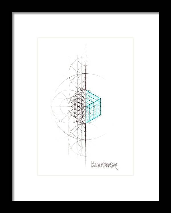 Geometry Framed Print featuring the drawing Intuitive Geometry Cube by Nathalie Strassburg