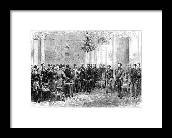 Engraving Framed Print featuring the drawing Investiture Of Marshal Macmahon by Print Collector