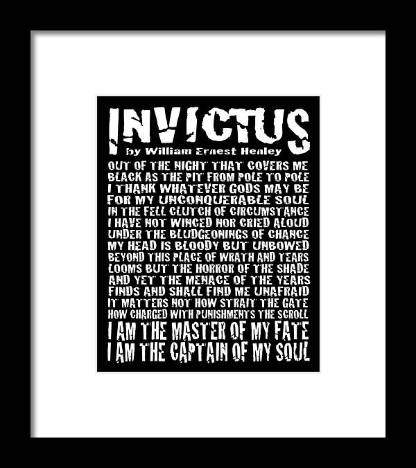 Invictus Framed Print featuring the digital art Invictus - Grunge Style by Ginny Gaura