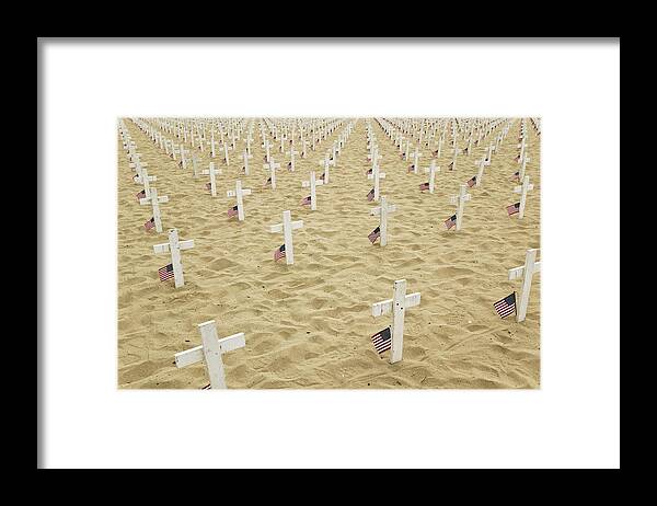 Tranquility Framed Print featuring the photograph Iraq War Memorial Santa Barbara by Lucidio Studio, Inc.