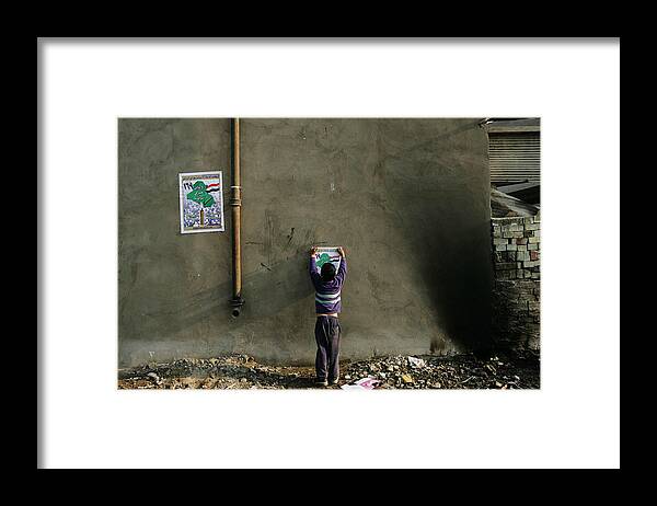 Democracy Framed Print featuring the photograph Iraqi Shias Hang Political Posters by Chris Hondros