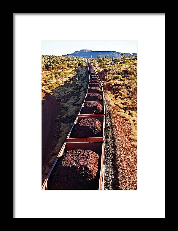 Scenics Framed Print featuring the photograph Iron Ore Train, Newman,w.australia by John W Banagan