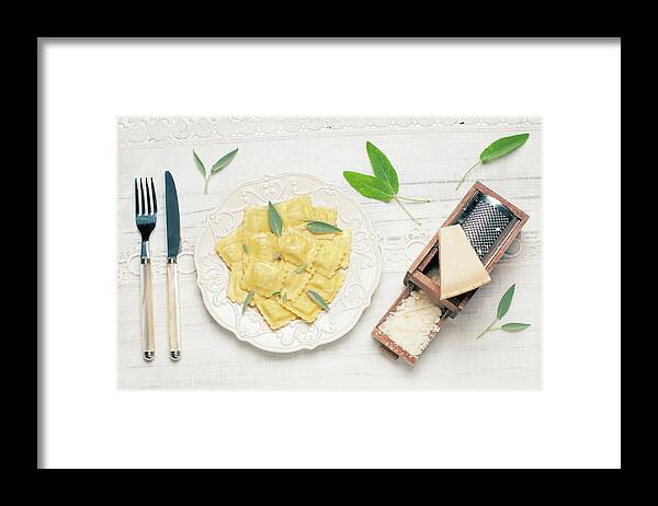 Cheese Framed Print featuring the photograph Italian Ravioli by Oxana Denezhkina