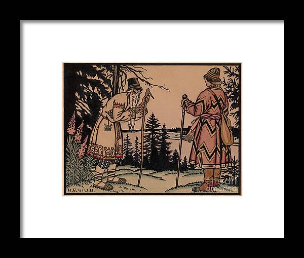 Fairy Tale Framed Print featuring the drawing Ivan Tsarevich And Frog Princess, 1931 by Heritage Images