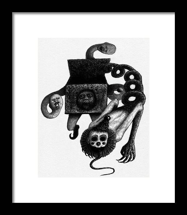 Horror Framed Print featuring the drawing Jack In The Box - Artwork by Ryan Nieves