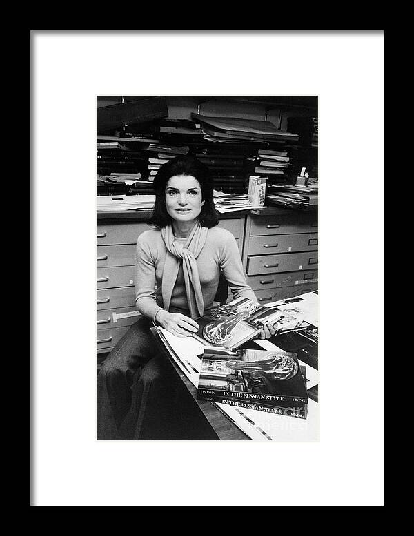 People Framed Print featuring the photograph Jacqueline Kennedy Onassis Sitting by Bettmann