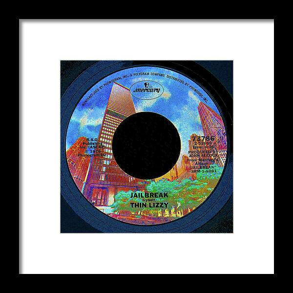 Thin Lizzy Framed Print featuring the digital art Jailbreak record 1976 Thin Lizzy by David Lee Thompson