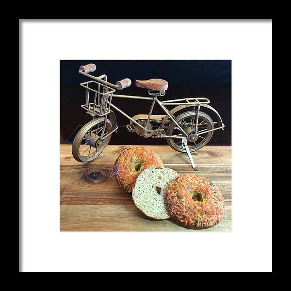 Bread Framed Print featuring the photograph Jalapeno Cheddar Sourdough Bagels by Amy E Fraser